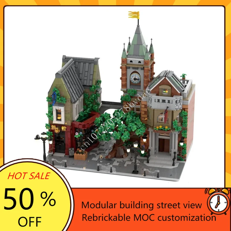 MOC-décennie s de construction modulaires britanniques, modèle de vue sur la rue, architecture créative, assemblage de bricolage, collection de jouets, cadeaux, 12464 pièces