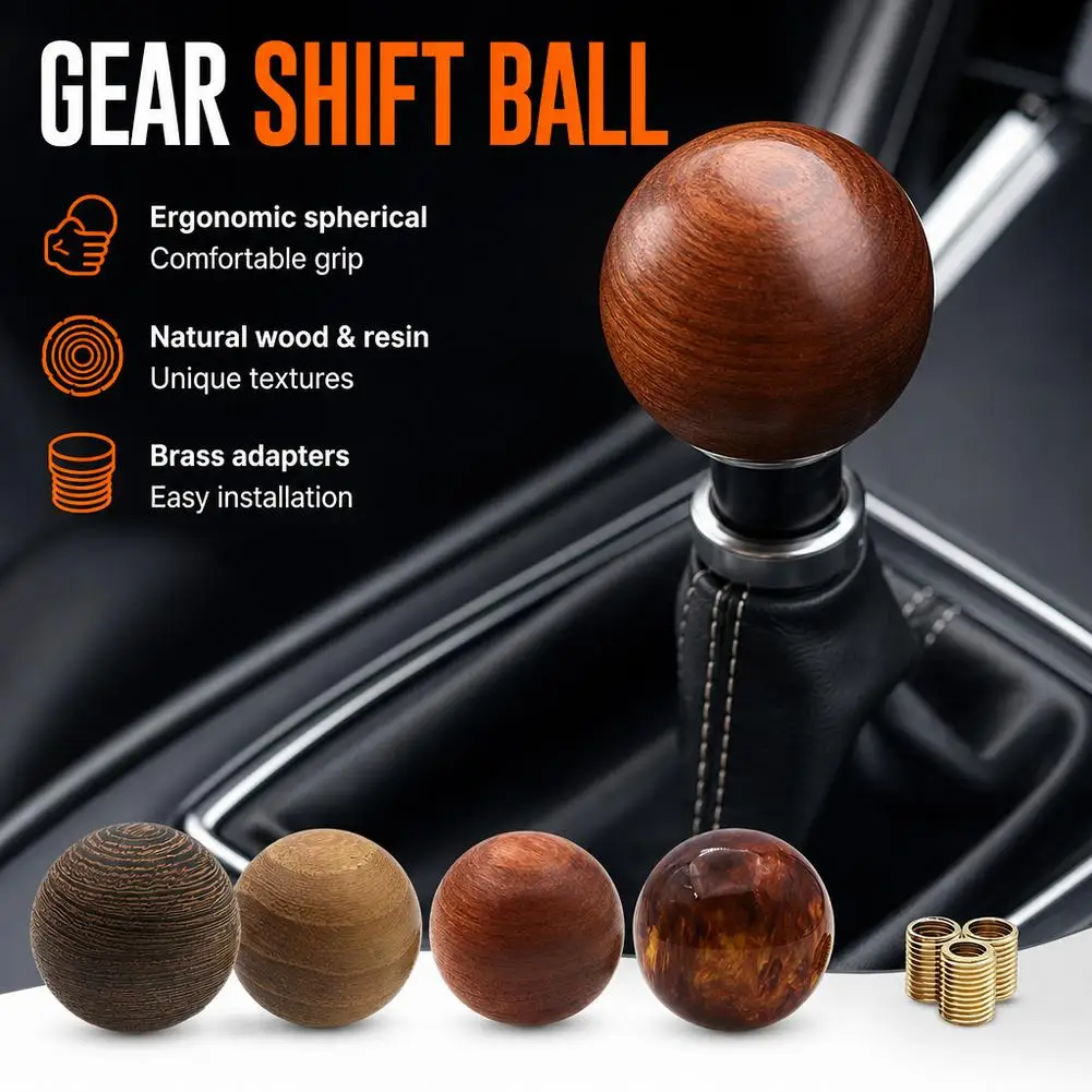 Solid Wood Gear Shift Knob Manual Gear Shift Knob Universal Threaded Modification Personalized Round Car Gear Shift Knob