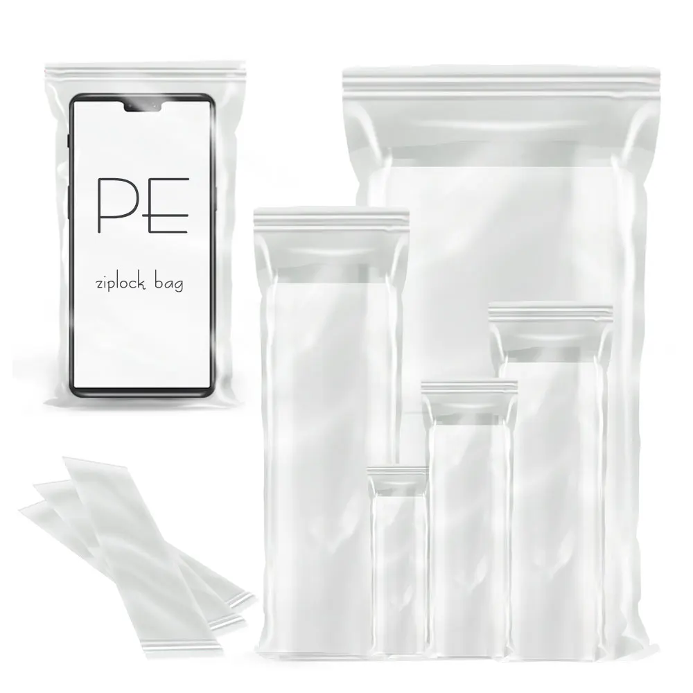 100PC/Pack 0.08mm Long Clear Ziplock Bag Resealable Zipper Plastic Packaging Pocket for Home Storage Organize Self Seal Poly Bag