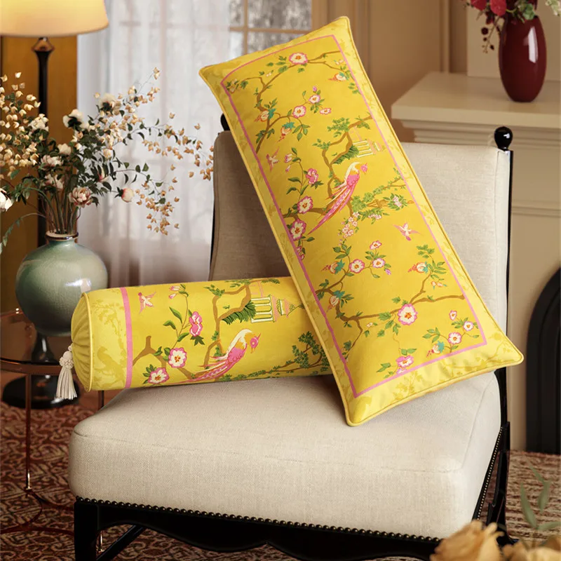 Designer Outdoor Pillow Covers Decorative Rectangle Throw Pillowcase Shell Velvet Throw Covers Vintage Chinese Style Golden