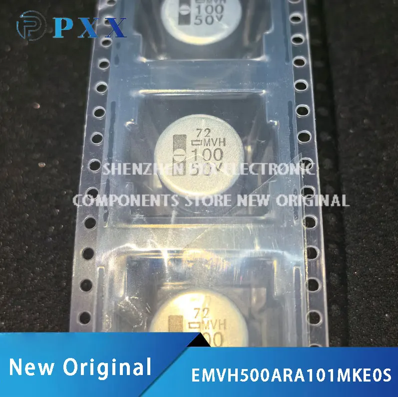 

5Pcs New EMVH500ARA101MKE0S MVH Series Surface Mounted Aluminum Electrolytic Capacitors 100uF ±20% 50V SMD