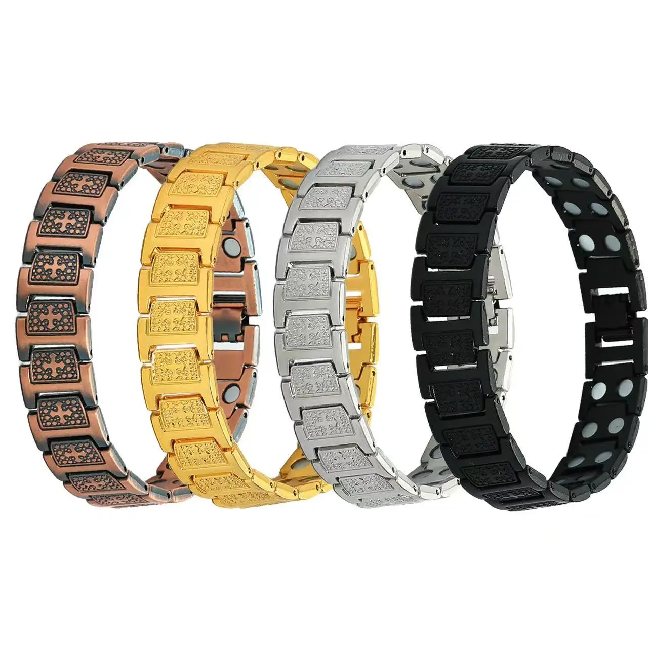 

Best-selling fashionable retro cross with all magnets and negative ions, ancient red copper men's bracelet