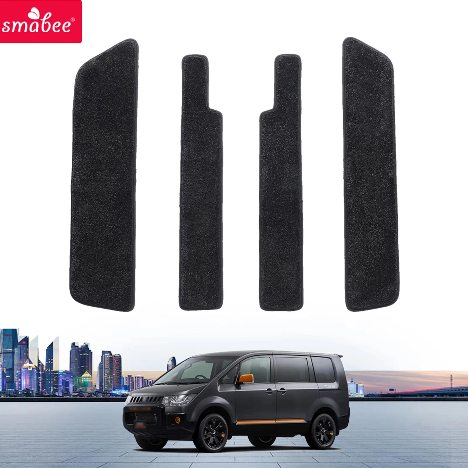 Smabee for Mitsubishi DELICA D:5 D5 2019 2020 Car Door Sill Protect Carpet Floor Mats Foot Pads Non-Slip Front Rear Pad 4pcs/Set