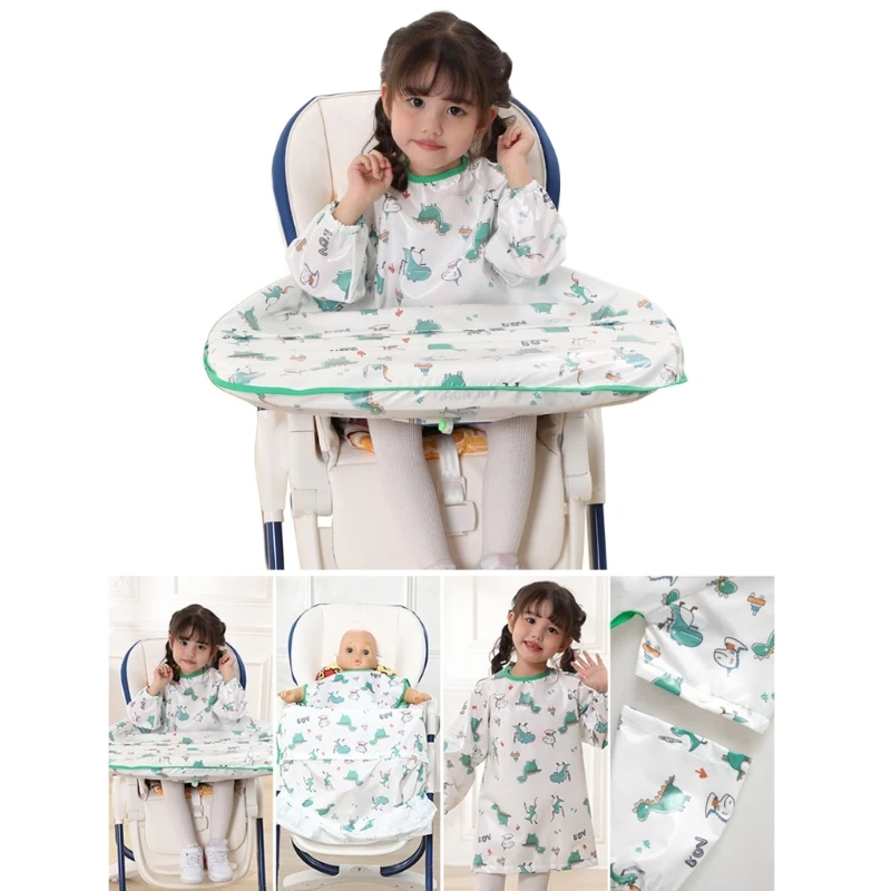 Detachable Sleeve Baby Feeding Bibs Apron Adjustable Baby High Chair Bib Apron