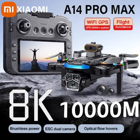 Xiaomi A14 Pro Max Drone Antenna 8K HD Doppia Fotocamera 5G WIFI GPS Motore Brushless Flusso Ottico Evitamento Ostacoli RC Drone 10000M