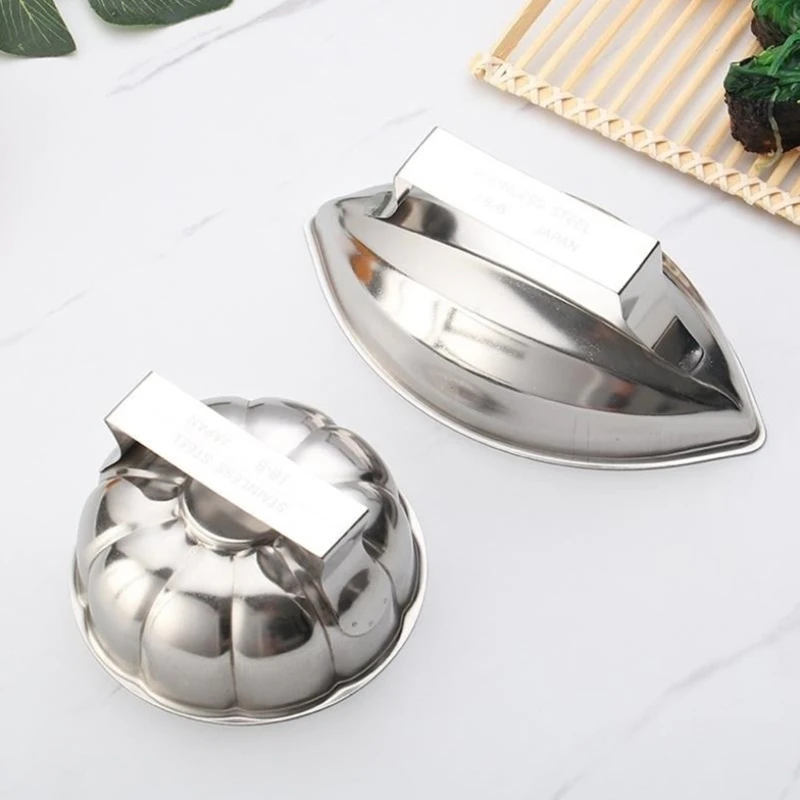 Cooking Rice Mold Stainless Steel Kitchen Gadgets Round Dish Mold with Push Board Restaurant for Creative Rice Shaping M