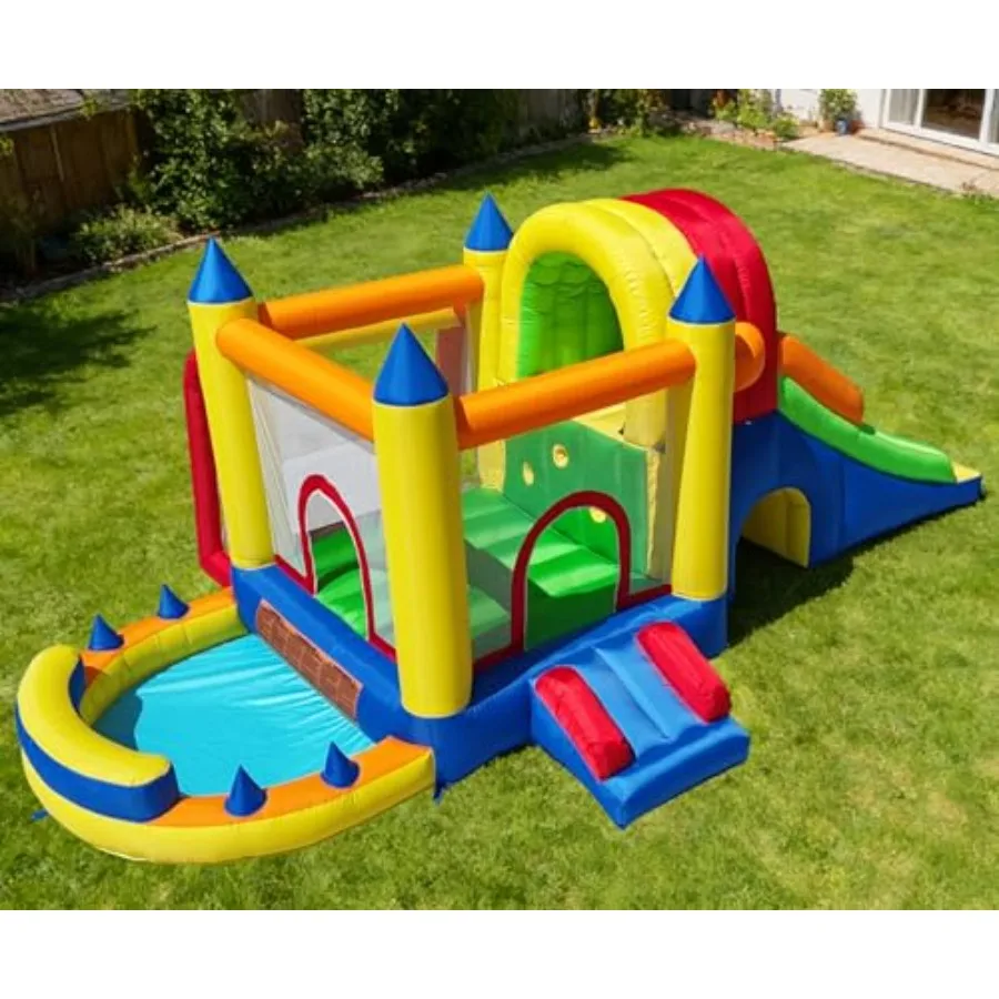 

Надувной батут 8 в 1, большой надувной замок с вентилятором для детей и малышей, для улицы и дома, для двора.