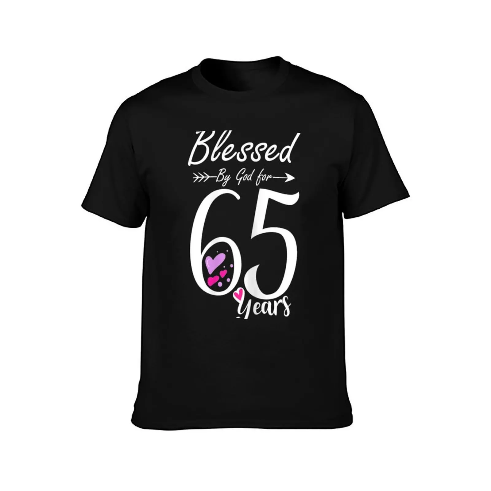 Womens 65th Birthday Tee Gift and Blessed for 65 Years Birthday T-Shirt, Summer Casual Cotton Tee, Oversized Streetwear Tops