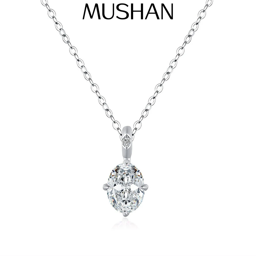 

MuShan Luxury Jewelry 925 Sterling Silver Necklace D Color Moissanite Wedding Party Women Platinum Plated MST Patent Nickel Free
