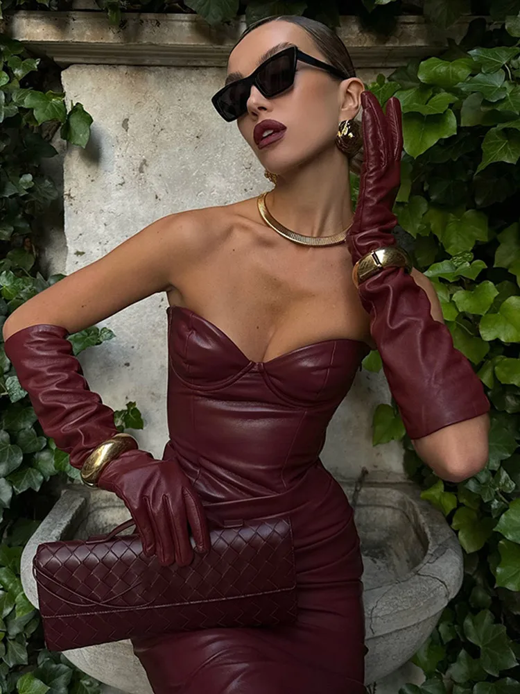 Vintage Burgundy Red Sleeveless Backless Maxi Dress Fashion Bodycon Off-shoulder Pleated Dresses New Lady Club Party Vestidos