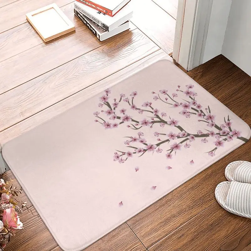 Blooming Sakura Branch Doormat Anti-Slip Entrance Kitchen Door Floor Mats Cherry Blossom Japanese Flower Living Room Rug Carpet