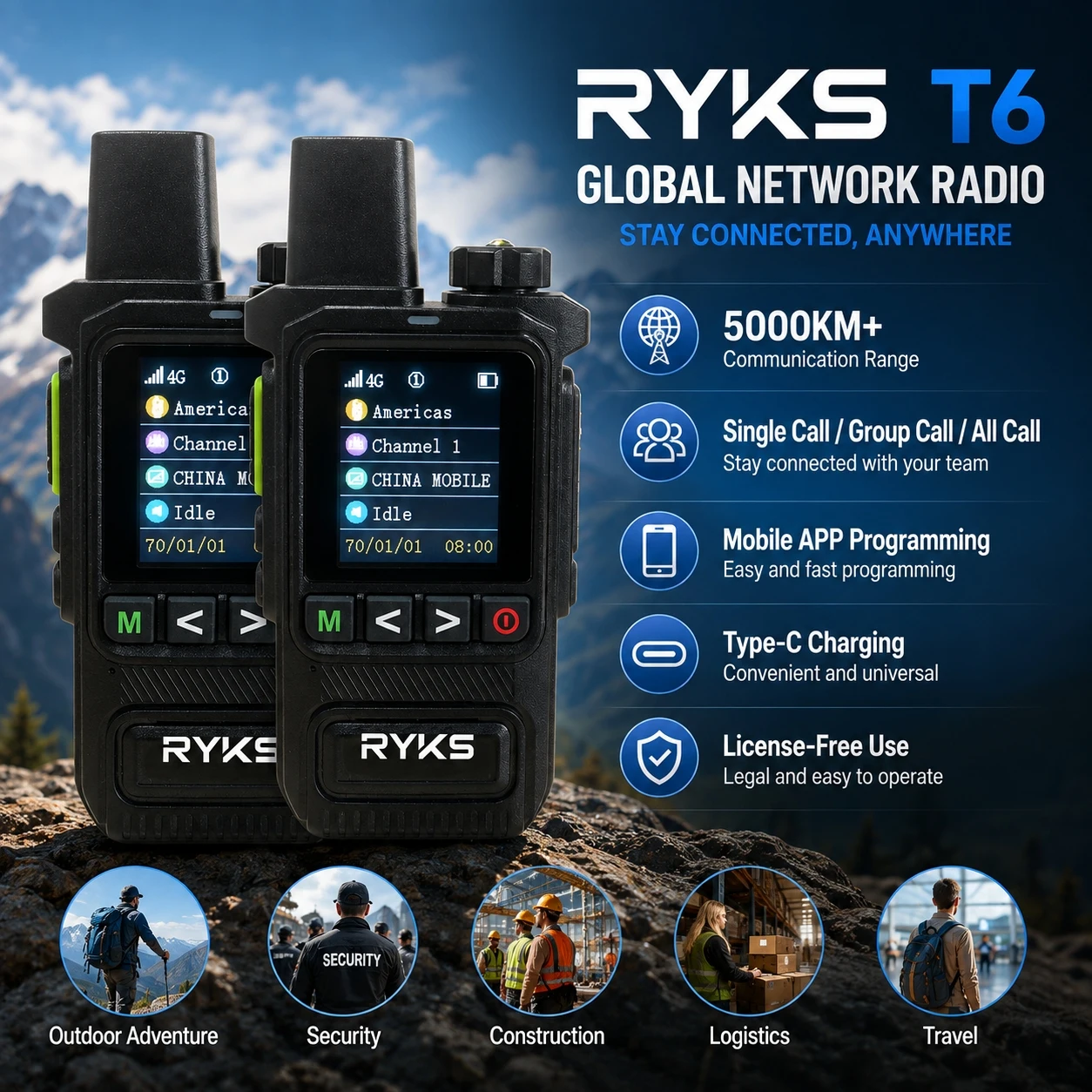 4G Lte Network Walkie Talkie 5000Km Global Poc Radio Mobile App Programming License-Free For Truck Driver