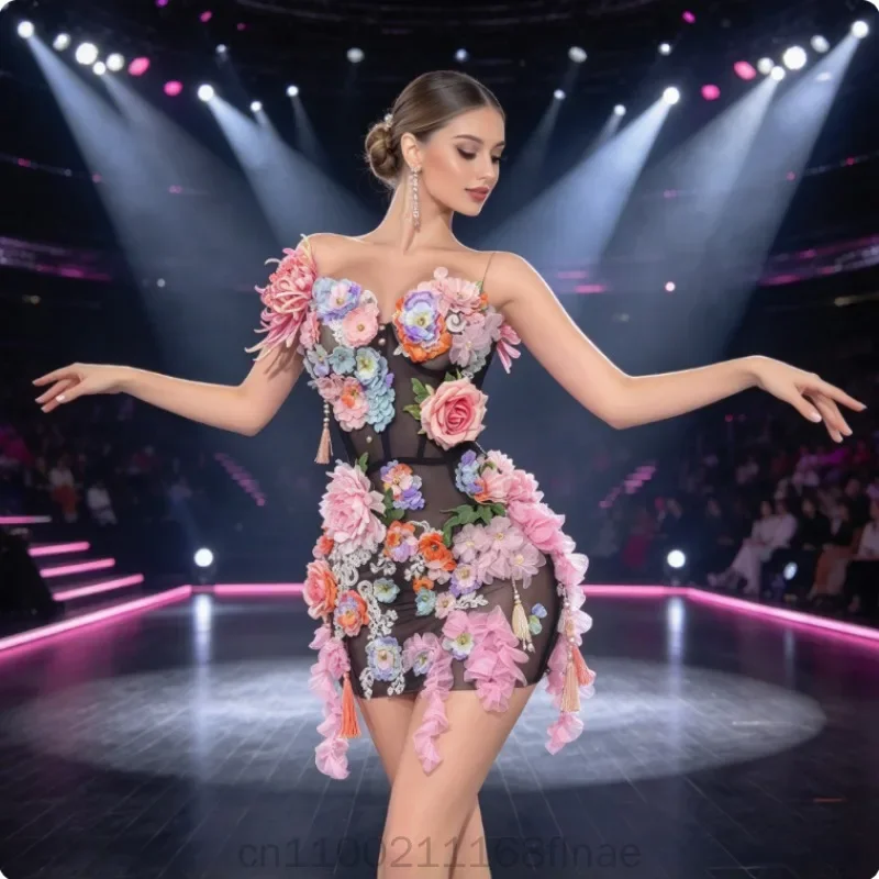Modern Dance Dress Summer Short Skirt Strapless Dress Dress Beach Strapless Dress Versatile for Women's Stage Performance