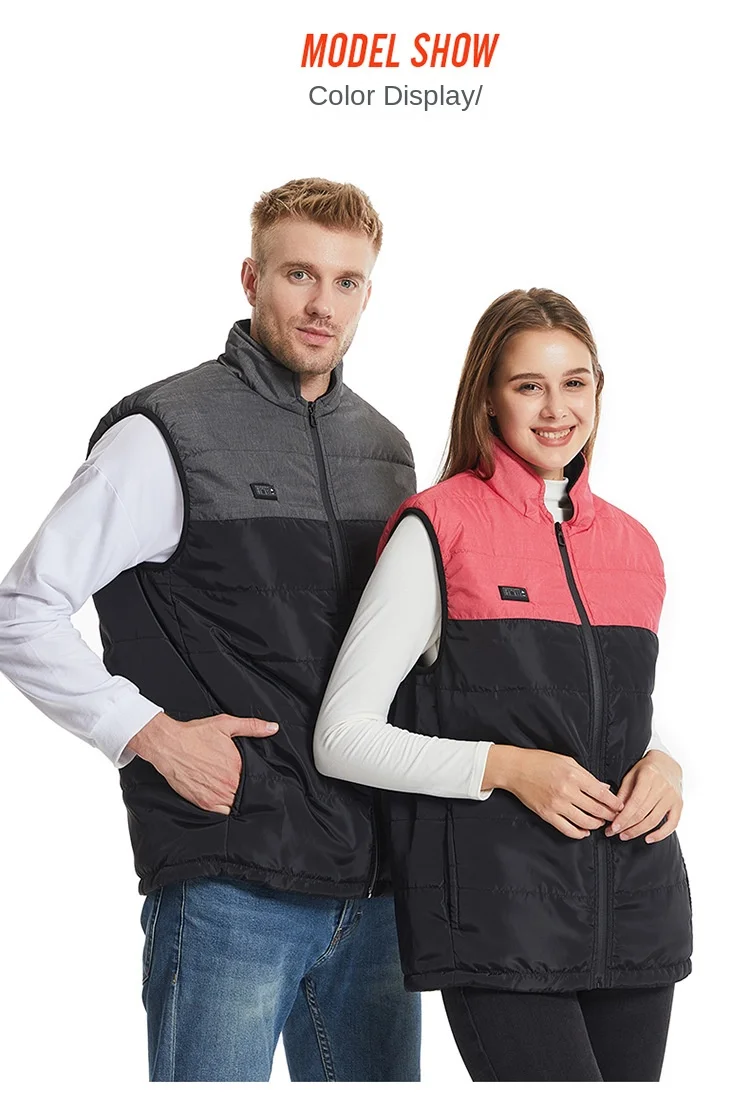 Unisex Color-Block Smart Heated Vest  Casual Outdoor Cold Resistant Warm Outerwear with Constant Temperature (Men Women)