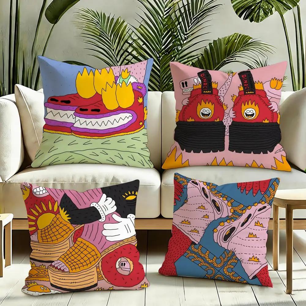 Creative illustration of on shoes Cushion Cover Reversible Plush Pillow Cover Soft Fluffy  Home Decor for Sofa Bedroom
