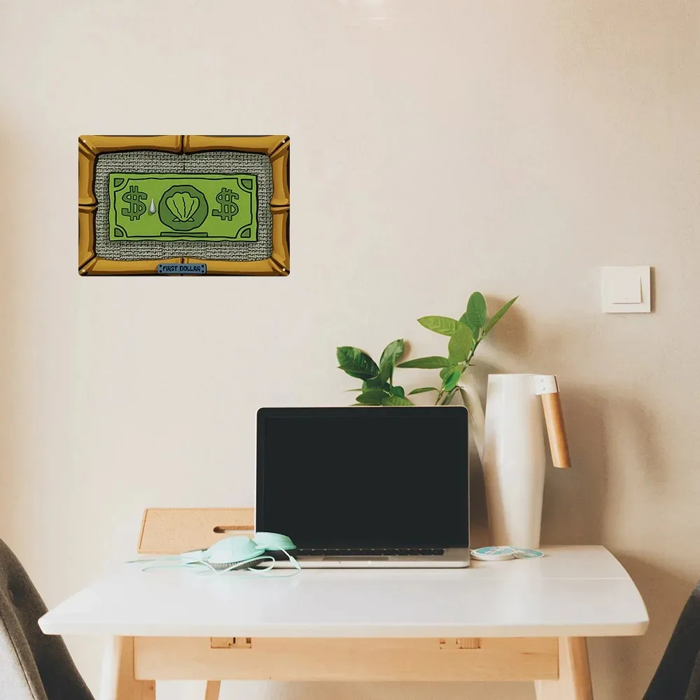 CIFBUY Vintage First Dollar Aluminum Wall Art 8x12 Inch Waterproof Rustproof Metal Decor for Home Office Garage Indoor Outdoor