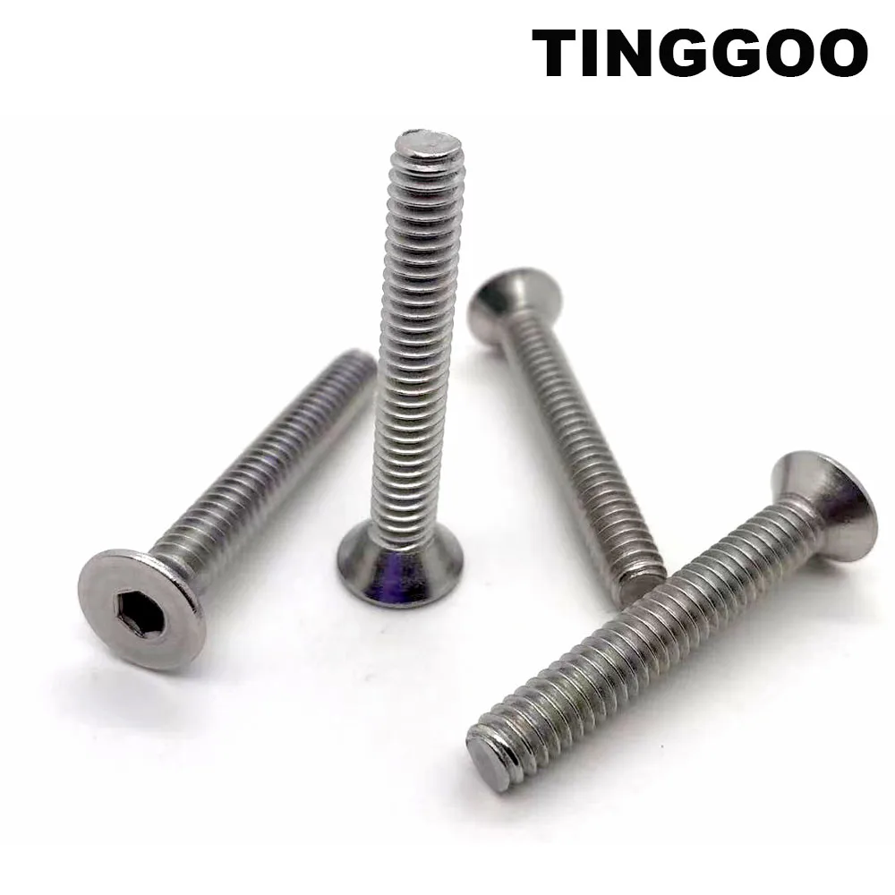 10pcs UNC 1/4-20 US Standard Coarse Thread 304 Stainless Steel DIN7991 Hex Hexagon Socket Allen Flat Countersunk Head Bolt Screw