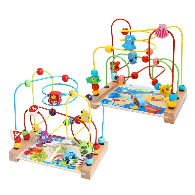 Roller Coaster Bead Maze Toddler Roller Coaster Beads Maze Toys Wooden Bead Track Play Table Toy Sensory Educational Learning To