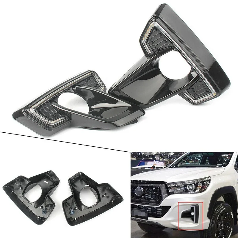 

2Pcs For Toyota Hilux Revo Rocco 2018 DRL LED Daytime Running Lights Turn Signal Fog Lamps Indicator Light Car Accessories