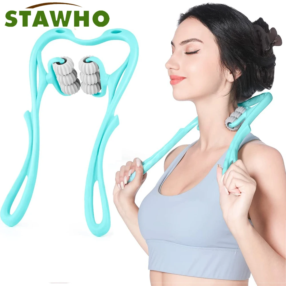 Neck Massager,Neck Roller for Pain Relief Deep Tissue,Trigger Point Roller Massager with 6 Wheels,Shoulder Massage Tools for Arm