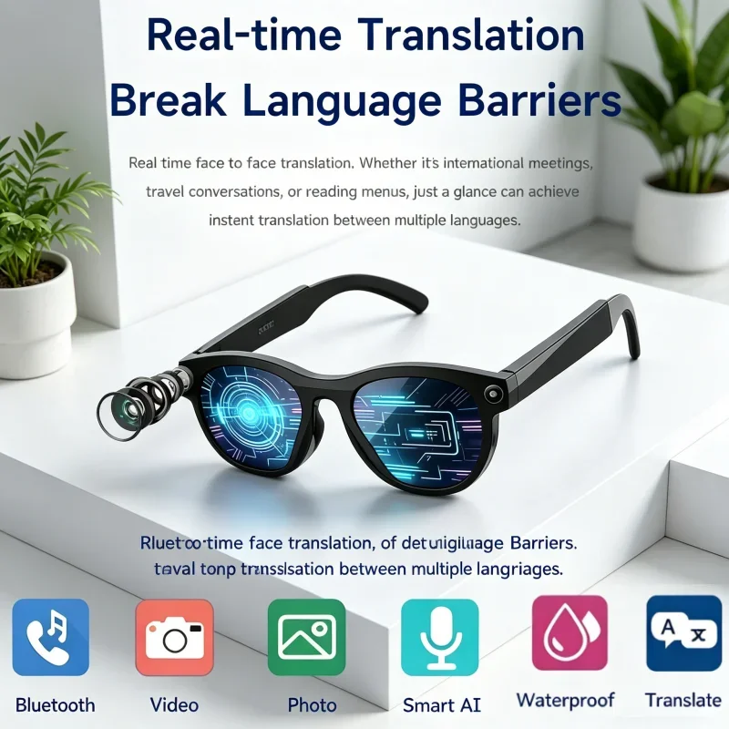 

Music Control Translate Camera Outdoor 8K Smart AI Glasses Bluetooth Call Voice Assistant HD Color Changing AI Smart Glasses