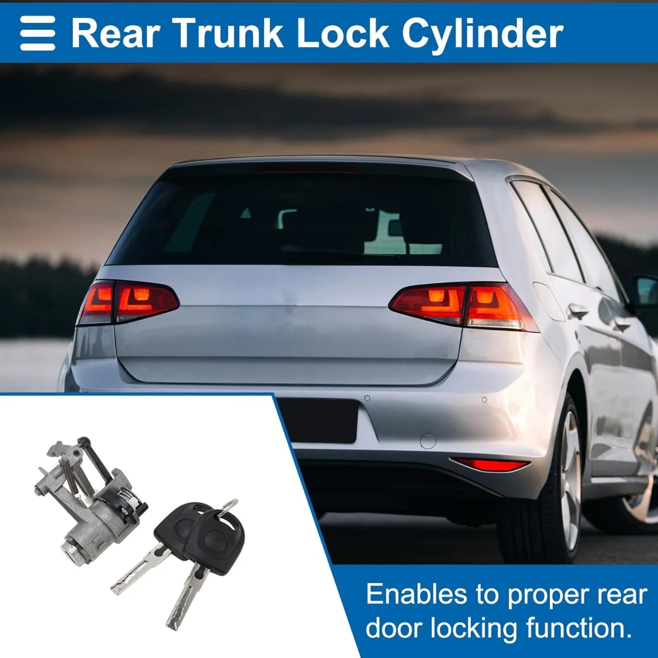 

Tailgate Trunk Boot Lock Cylinder w/ 2 Keys for Volkswagen VW Golf 1998-2006 Lupo 1999-2006 for Seat Arosa 1997-2003 1J6827297G