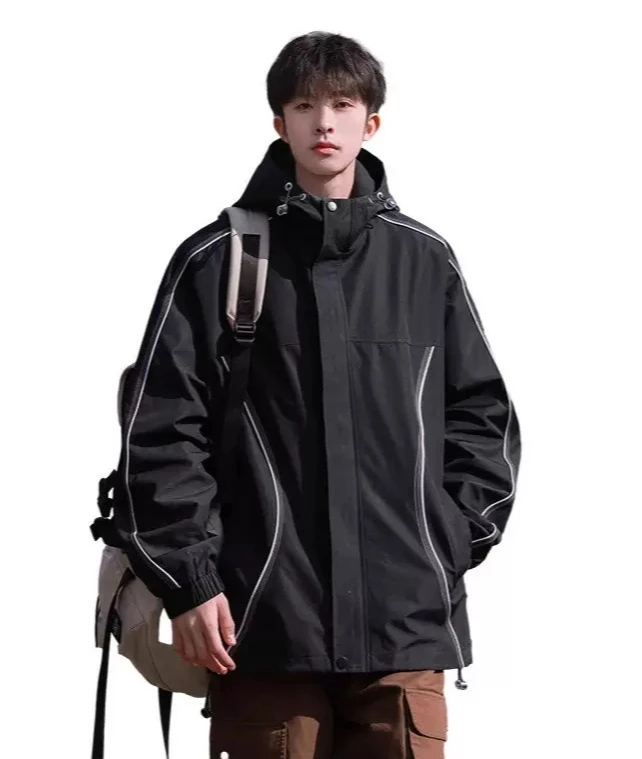 

COMXZ 2026 Новая мужская куртка: модная, универсальная, ветрозащитная, легкая, для активного отдыха, походов, путешествий, кемпинга, в стиле Gorpcore, с капюшоном