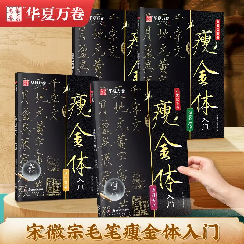 HVV Huaxia Scrolls Emperor Huizong Thin Gold Style Calligraphy Copybook for Beginners with Brush Pen Control