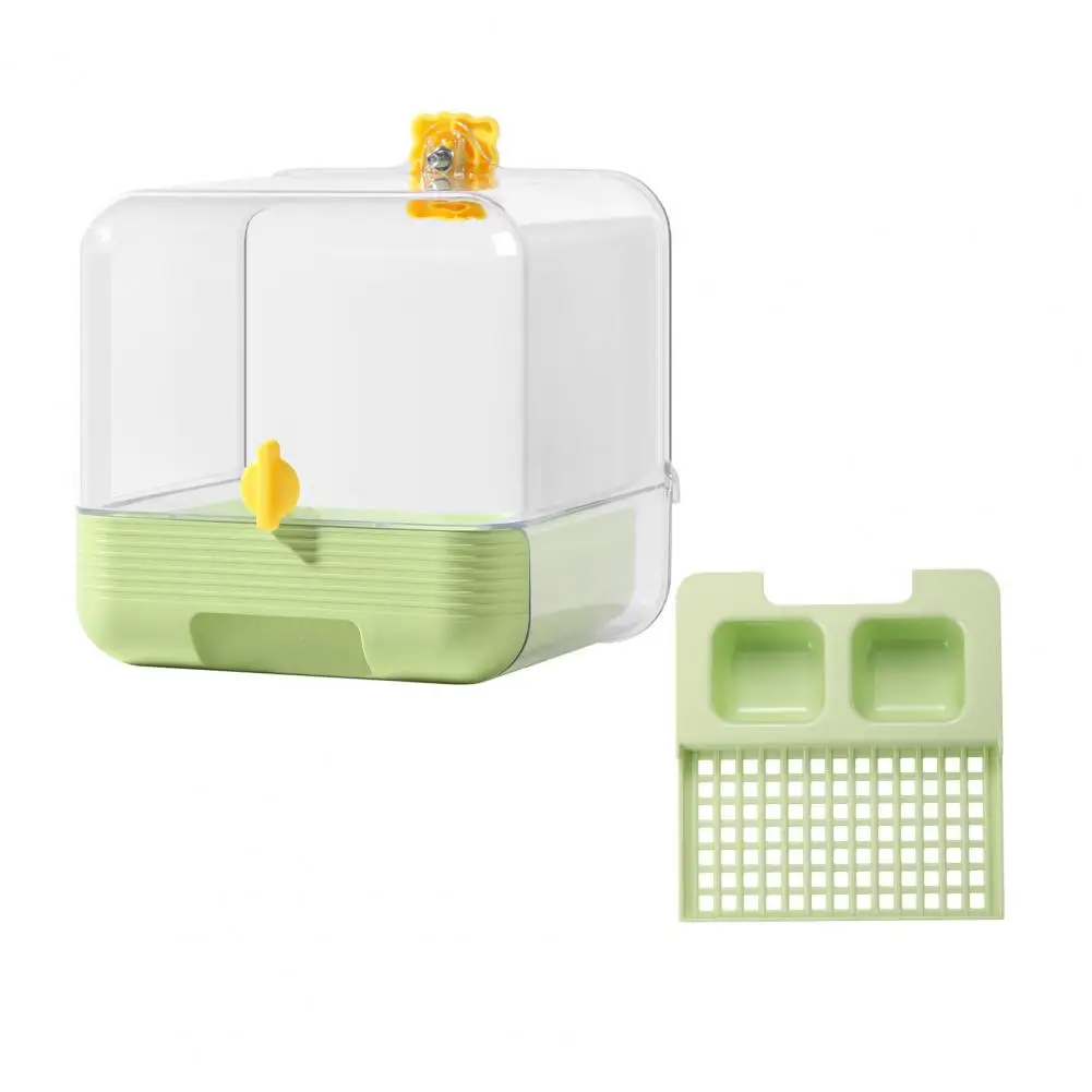 Hygienic Bird Waterer No Mess Bird Cage Feeder with Transparent 2-in-1 Parakeet Bathtub Multi-functional Shower Box Extendable