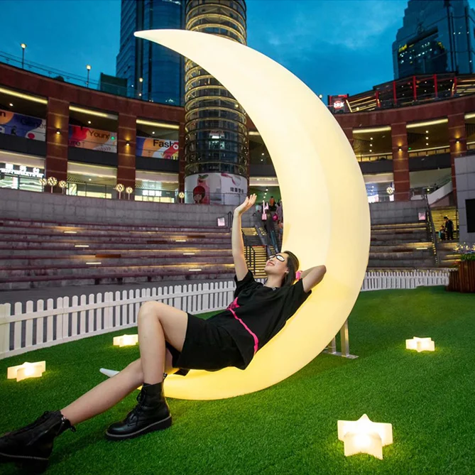 bs-Large Park Props LED Light Moon Garden Decor Other Amusement Park Products for Sale！