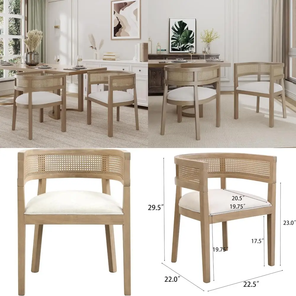 Medium to Small Dog Crate Furniture with Cushioned Interior and Rattan Decorative End Table