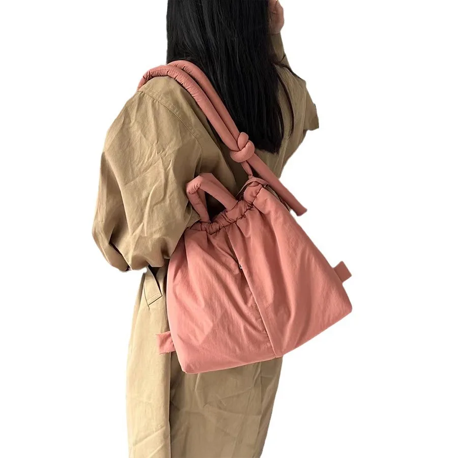 Casual nylon padded tote bag designer soft puffer women shoulder crossbody bags Simple Vintage large capacity handbags sac bolsa