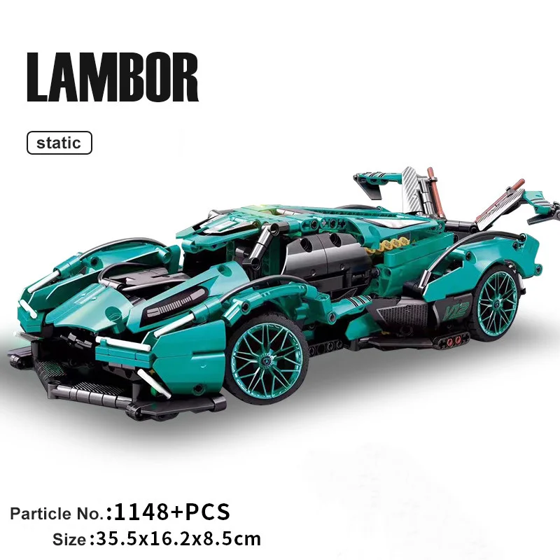 1148pcs Tiffany Blue 1:14 Lamborghinis Racing Car Building Block Set Assembly Sports Vehicle Model Fun Toy Bricks for Kids Gifts