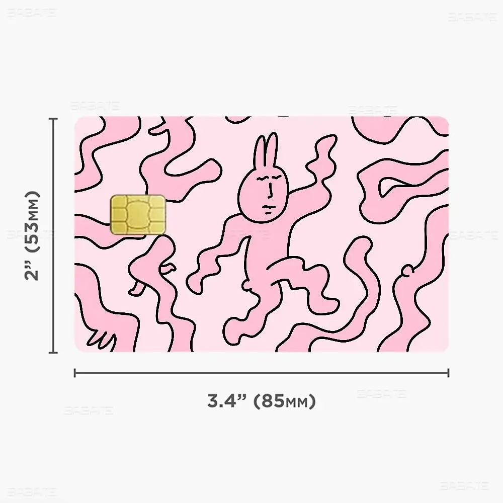 My F-Friend Pink Rabbit Funny Credit Card Skin Stickers for VISA Bank Card Transportation Card Waterproof Sticker Anti-scratch