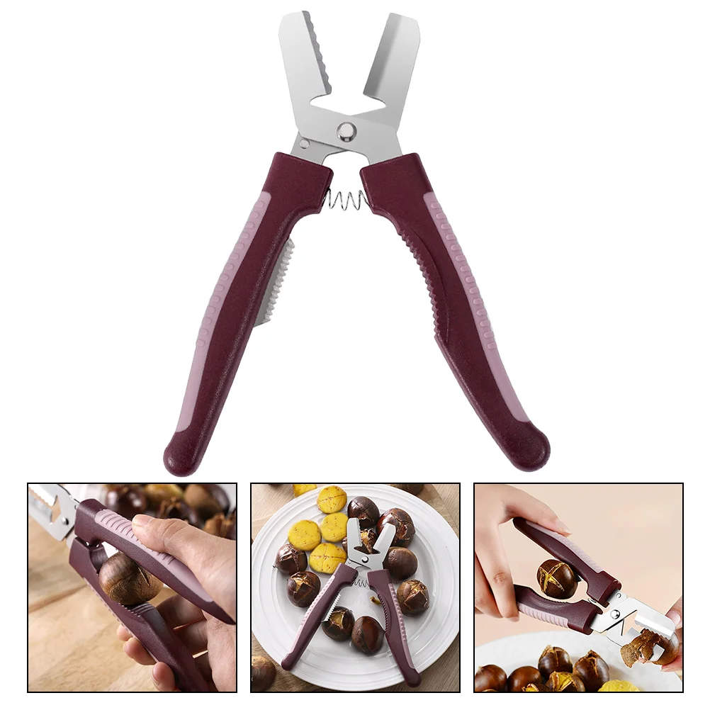 

Sturdy Stainless Steel Chestnut Clip Manual Nuts Opener Home Chestnut Sheller Easy-Use Peeling Tool Labor-Saving Cutter