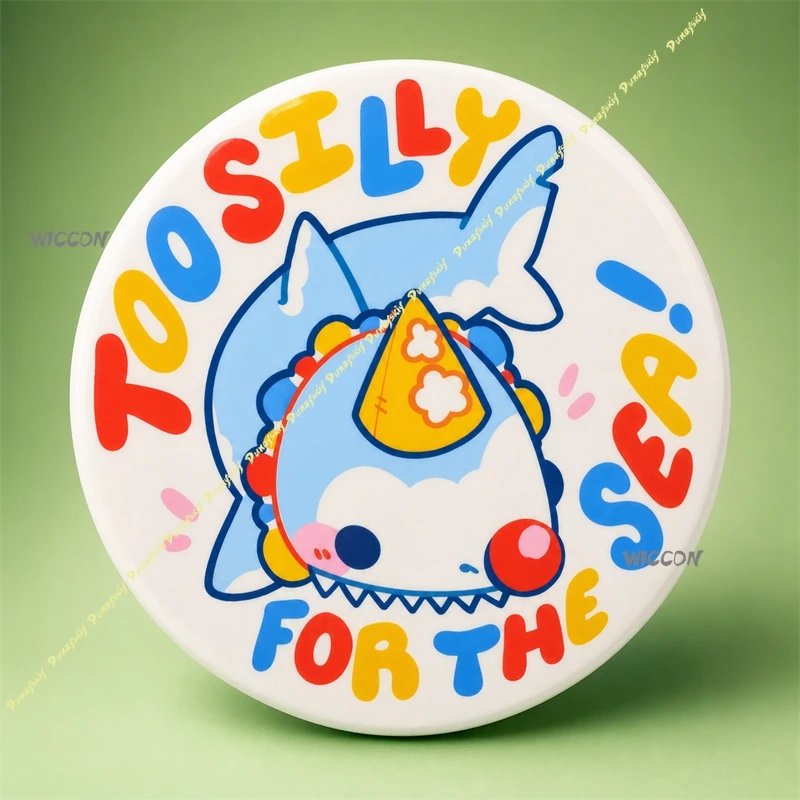 Clown Shark Button Badge Too Silly for the Sea Cute Ocean Game Cosplay Pins Acrylic Enamel Brooch for Backpack Jacket Hat