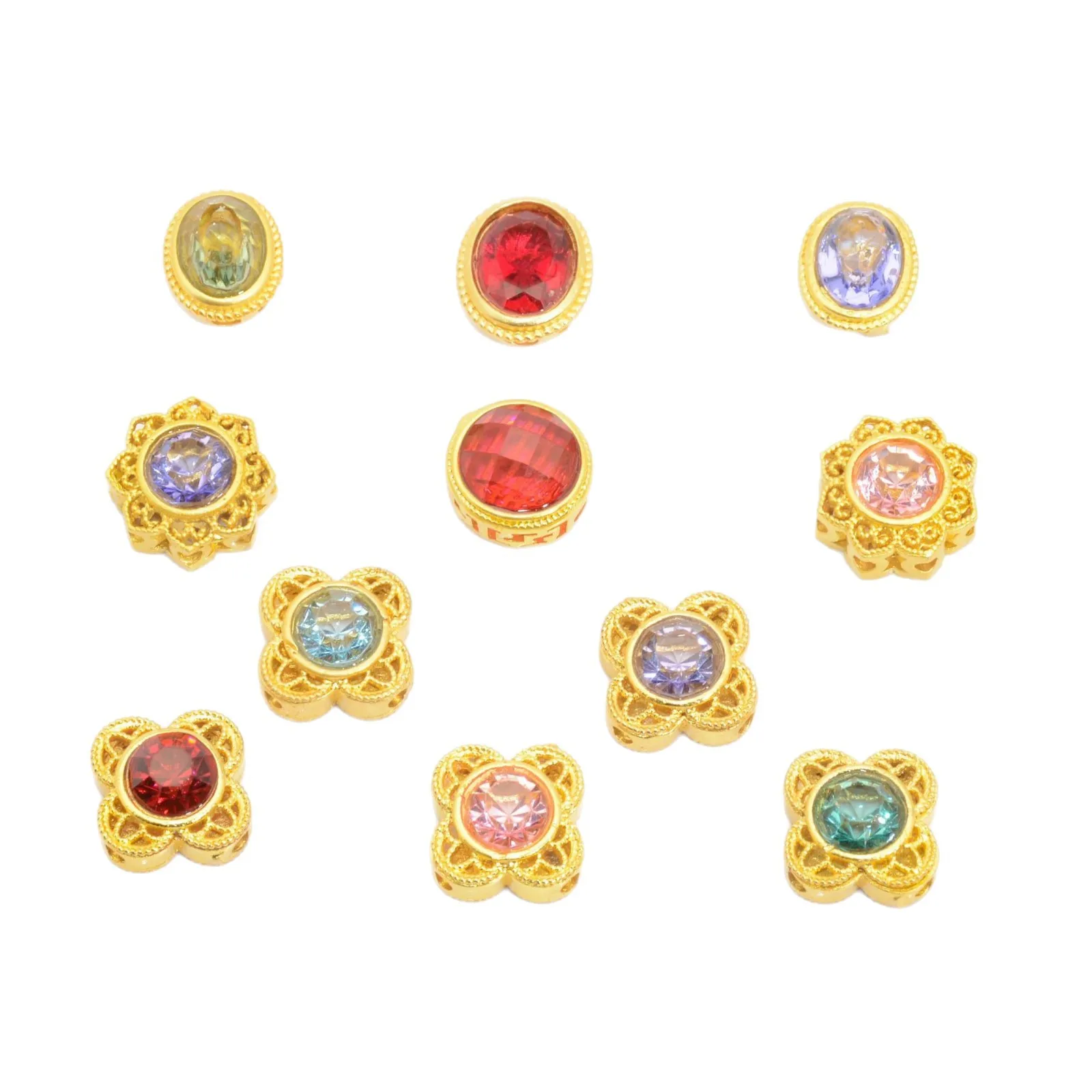 5 Pieces Copper Plated Inlaid with Moonstone Multi-hole Beads DIY Pearl Bracelet Beaded Necklace Jewelry Accessories Wholesale