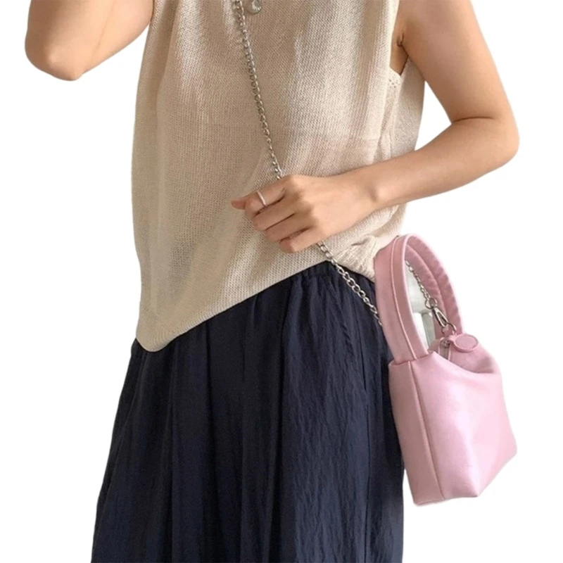 PU lederen schoudertas delicate crossbody portemonnee reistas casual handtas met kettinghandvat voor dames en meisjes