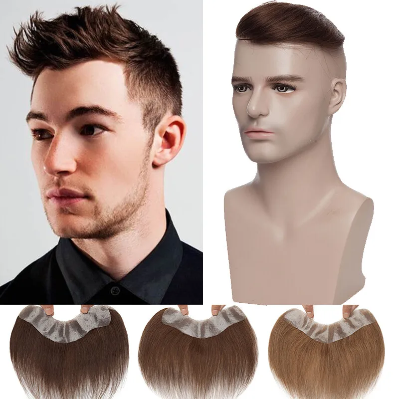 Tupé de cabello humano 100% con línea de cabello desigual prearrancada, Base de PU, el aspecto más natural porque la línea del cabello sin es perfecta