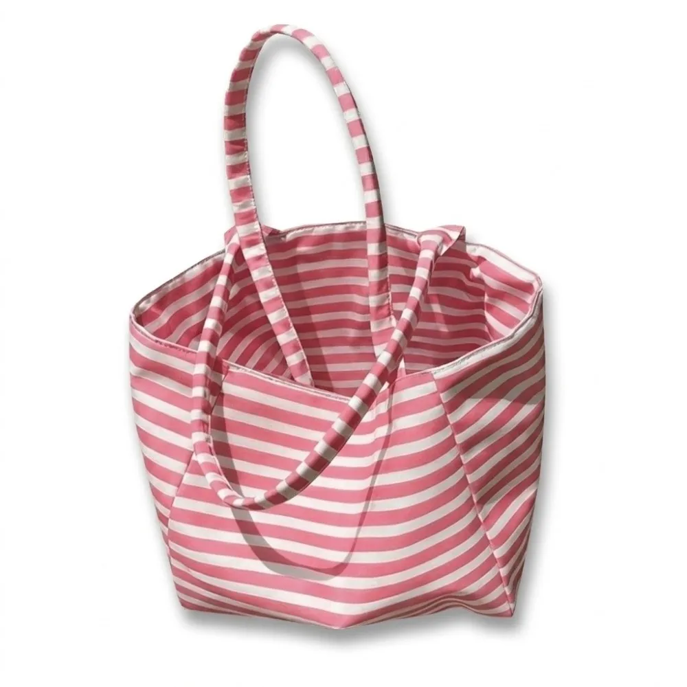 Y2K Large Capacity Canvas Tote Bag Pink Lightweight Shoulder Bag Thin Thick Striped Reversible Handbag Women