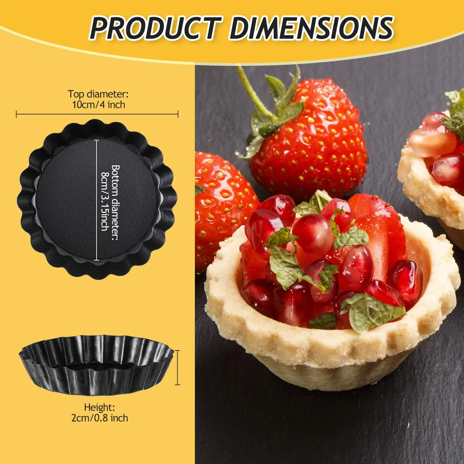 2/4/6Pcs Tart Quiche Pans With Removable Bottom Pie Pizza Cake Molds Non-Stick Fluted Sides Mini Tart Pans Baking Cup Bakeware