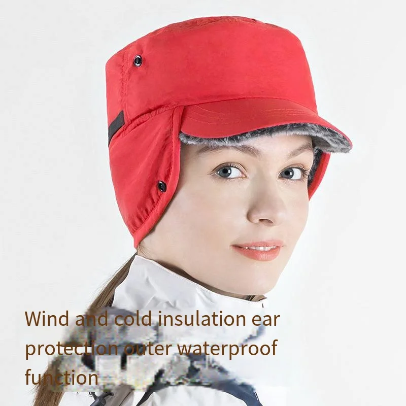 

Unisex Winter Outdoor Windproof Ski Cap Waterproof Thickened Duck Tongue Cap Cold Resistant Warm Plush Ear Protection Cap