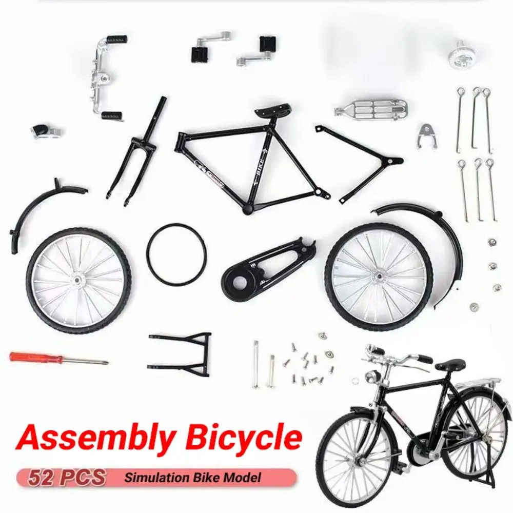 1:10スケール組み立て式自転車モデルDIYレトロシミュレーションバイクモデルキット装飾品自己組み立てミニ28インチビッグバーサイクル