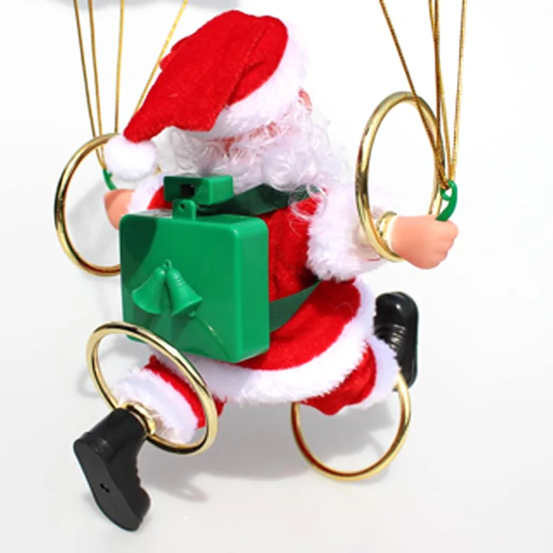 Electric Dancing Santa Claus Christmas Tree Decor Hanging Parachute Somersault Ornament With Music Holiday Gift Home Party Decor view 4