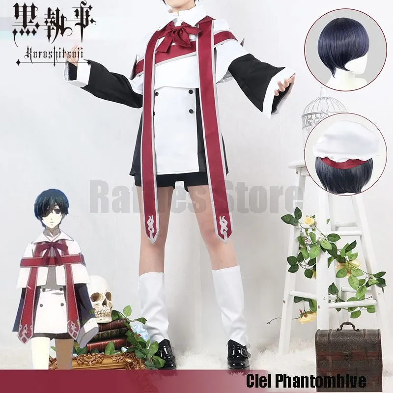 Black Butler Kuroshitsuji Ciel Cosplay Costume Wig Phantomhive Choir Uniform Anime Cosplay Halloween Party Church Suit Full Set