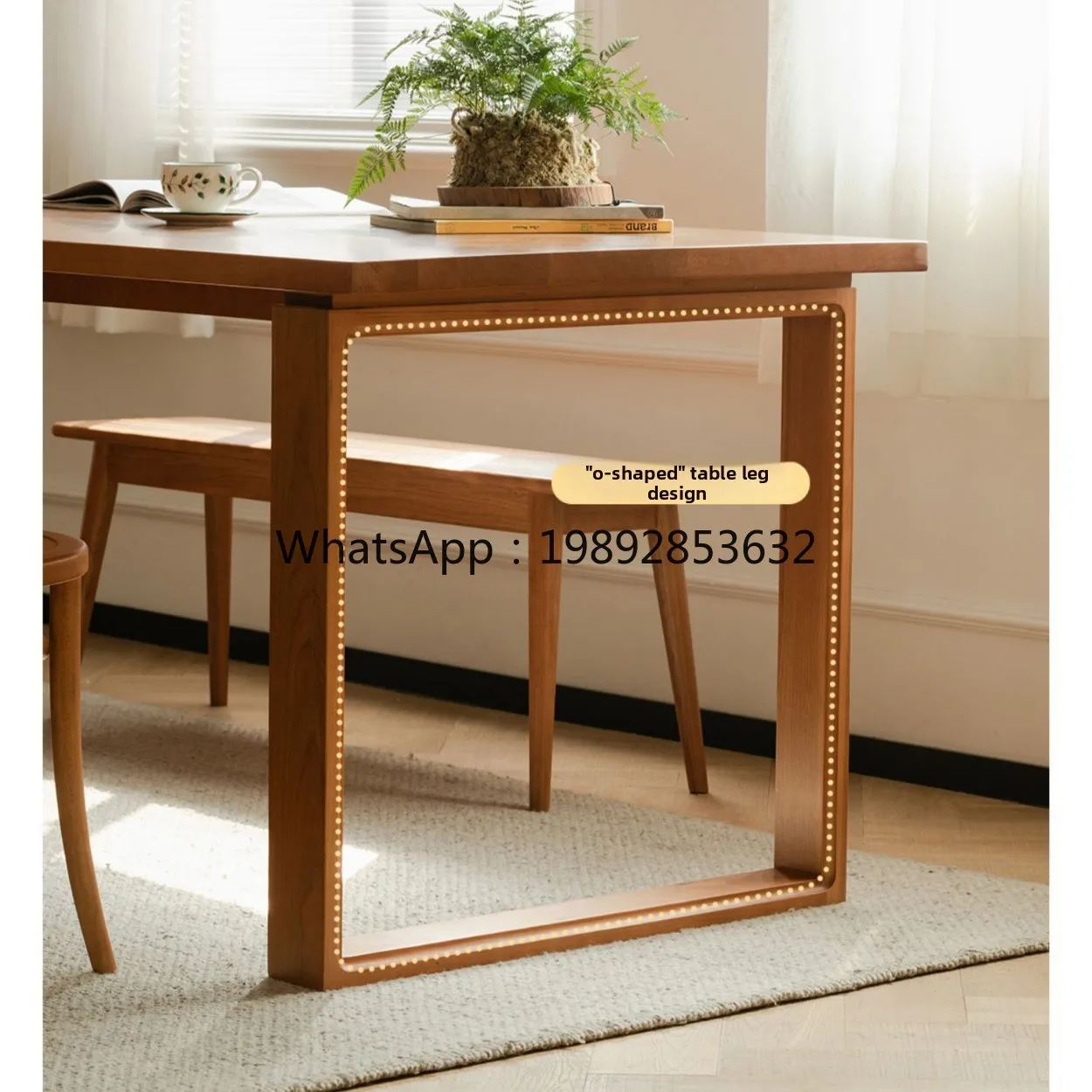 Solid Wood Dining Table Thickened Nordic Style Home Use Small Apartment Long Table Cherry Wood Workbench Large Board Table