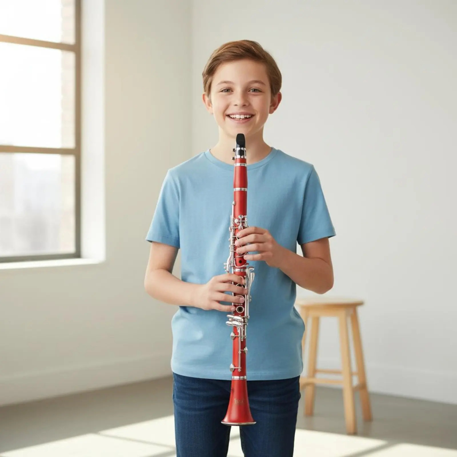 

Red Bb Clarinet Ergonomic Design ABS Clarinet Adjustable Tubes Strong Air Seal for Students, Practice, Band