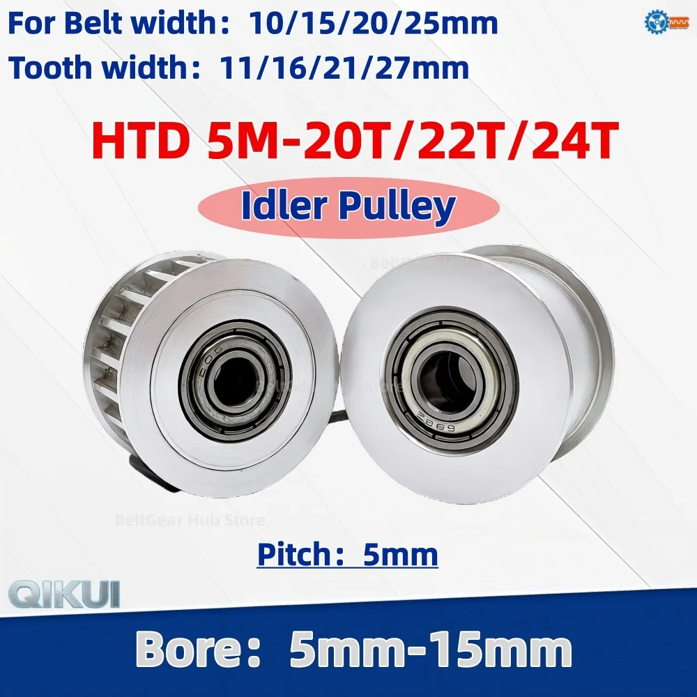 HTD5M Timing Pulley Idler Pulley 20T 22T 24T AF Type Synchronous Wheel Bore 5-15mm Belt Width 10/15/20/25mm 3D Printer CNC Parts