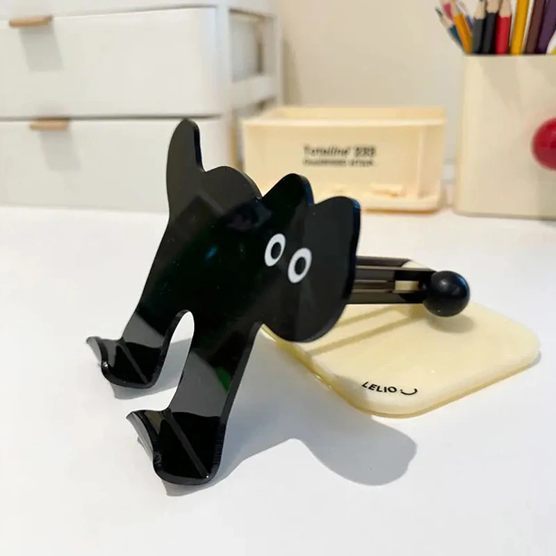 Black Cat Acrylic Mobile Phone Holder IPad Tablet Universal Cute Cartoon Pet Desktop Drama Chasing Artifact Anti-slip And Stable