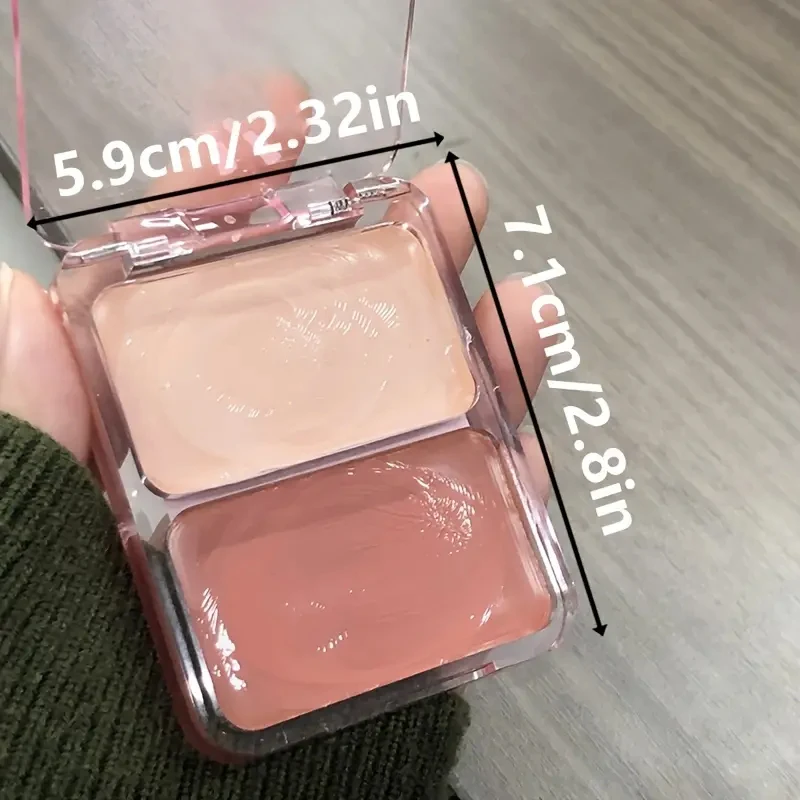 Fard gelatinoso bicolore, latte pesca rosa albicocca rosso gemma rouge trucco coreano, texture crema, illuminante a bassa saturazione